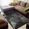 Black And White Fern Leaf Print Area Rug