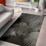 Black And White Fern Leaf Print Area Rug