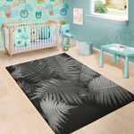 Black And White Fern Leaf Print Area Rug