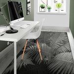 Black And White Fern Leaf Print Area Rug