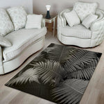 Black And White Fern Leaf Print Area Rug
