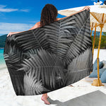 Black And White Fern Leaf Print Beach Sarong Wrap