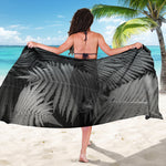 Black And White Fern Leaf Print Beach Sarong Wrap