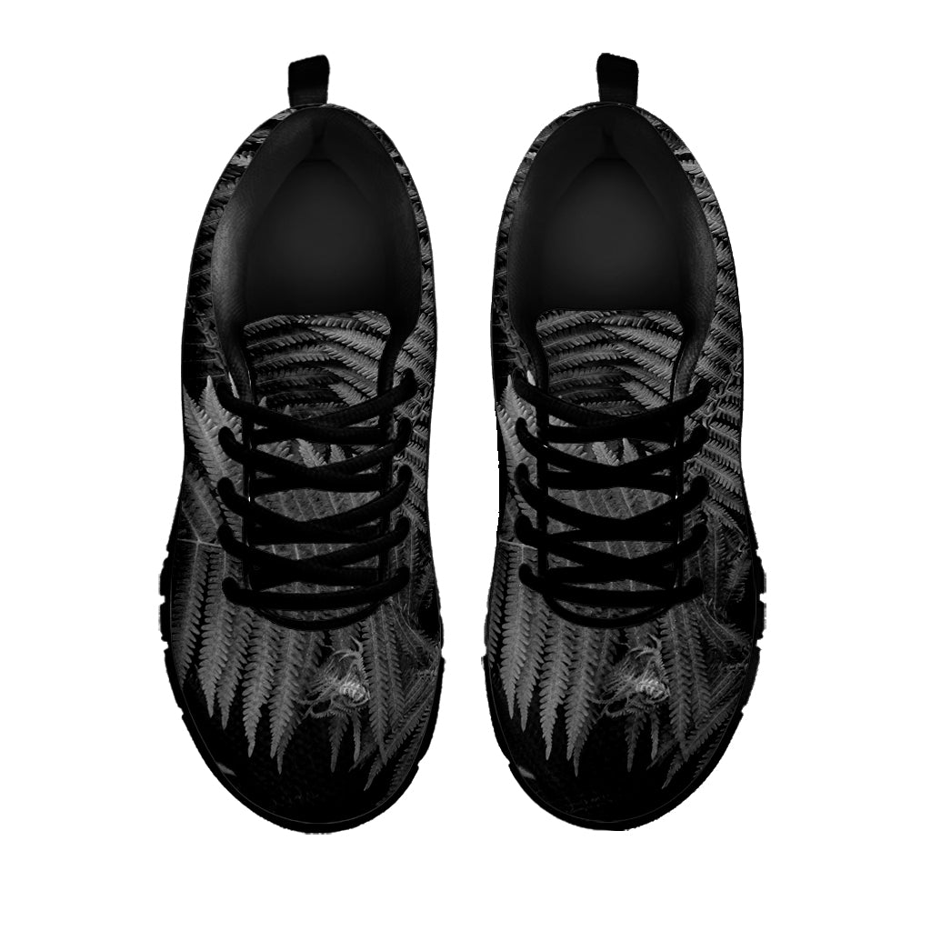 Black And White Fern Leaf Print Black Sneakers