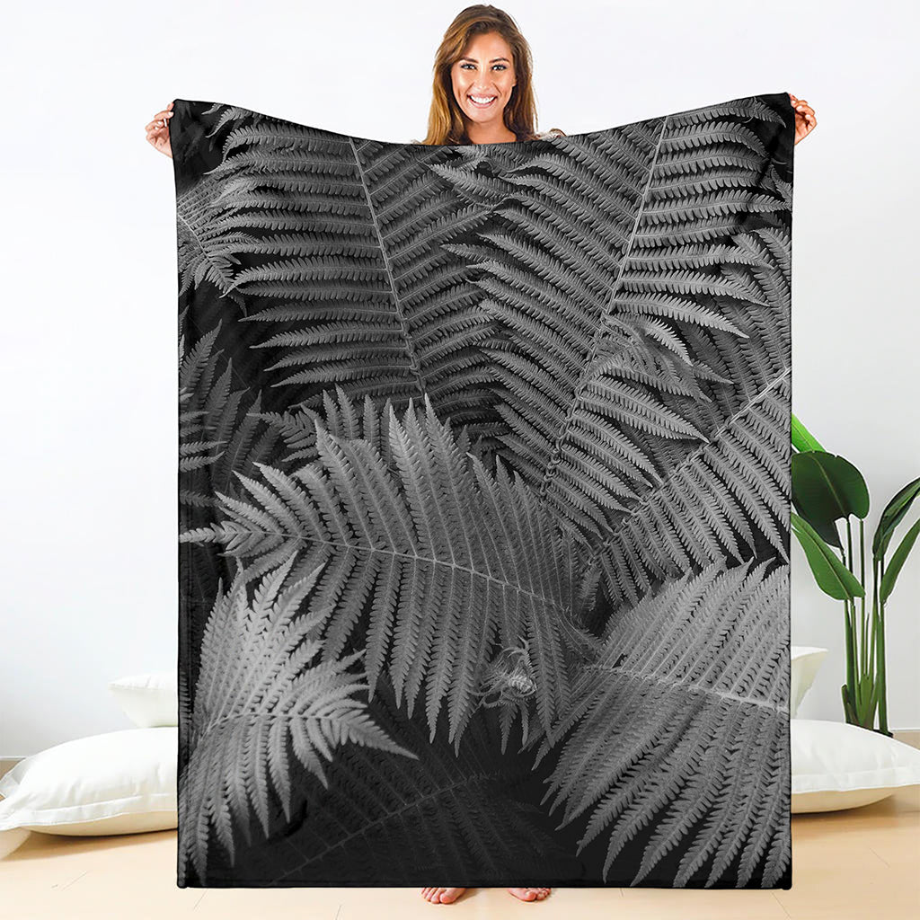 Black And White Fern Leaf Print Blanket