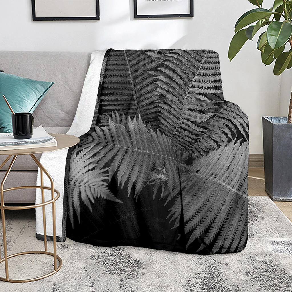 Black And White Fern Leaf Print Blanket