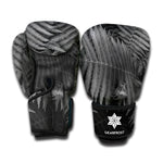 Black And White Fern Leaf Print Boxing Gloves