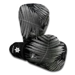 Black And White Fern Leaf Print Boxing Gloves