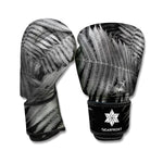 Black And White Fern Leaf Print Boxing Gloves