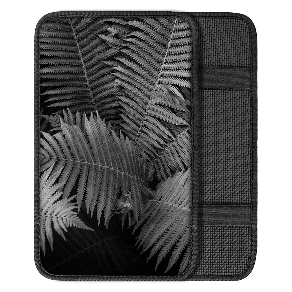 Black And White Fern Leaf Print Car Center Console Cover