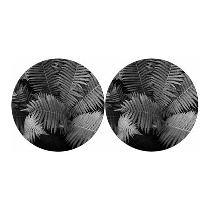 Black And White Fern Leaf Print Car Coasters