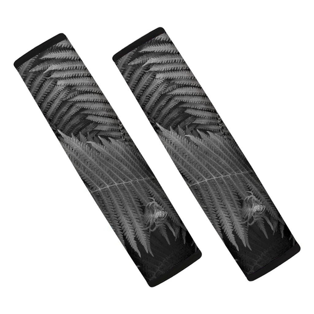 Black And White Fern Leaf Print Car Seat Belt Covers