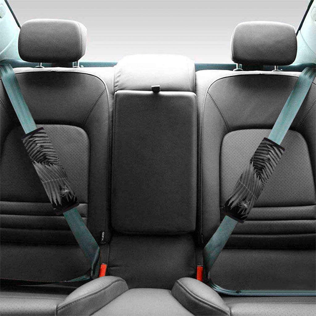 Black And White Fern Leaf Print Car Seat Belt Covers