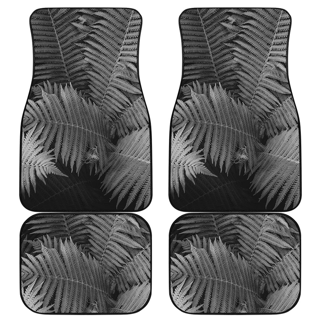 Black And White Fern Leaf Print Front and Back Car Floor Mats