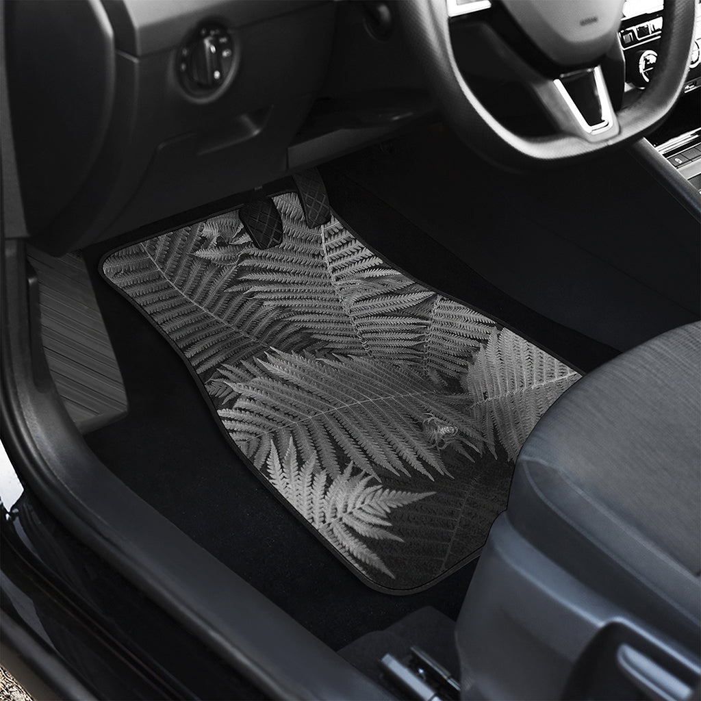 Black And White Fern Leaf Print Front and Back Car Floor Mats