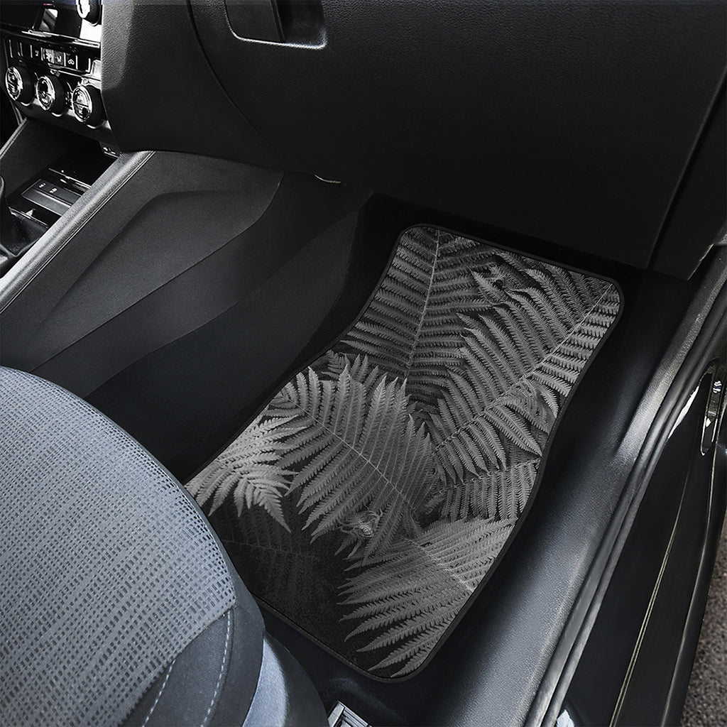 Black And White Fern Leaf Print Front and Back Car Floor Mats