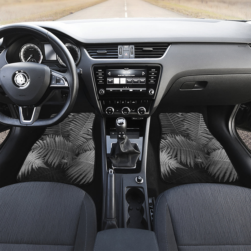 Black And White Fern Leaf Print Front Car Floor Mats