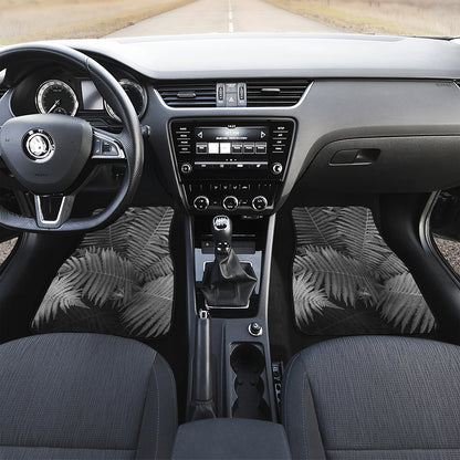 Black And White Fern Leaf Print Front Car Floor Mats