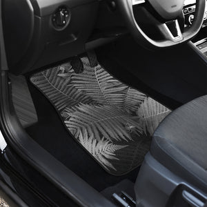 Black And White Fern Leaf Print Front Car Floor Mats