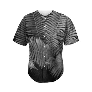 Black And White Fern Leaf Print Men's Baseball Jersey