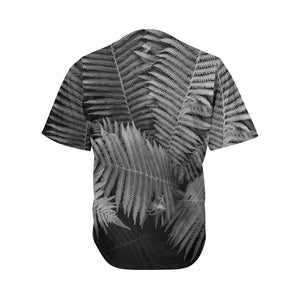 Black And White Fern Leaf Print Men's Baseball Jersey