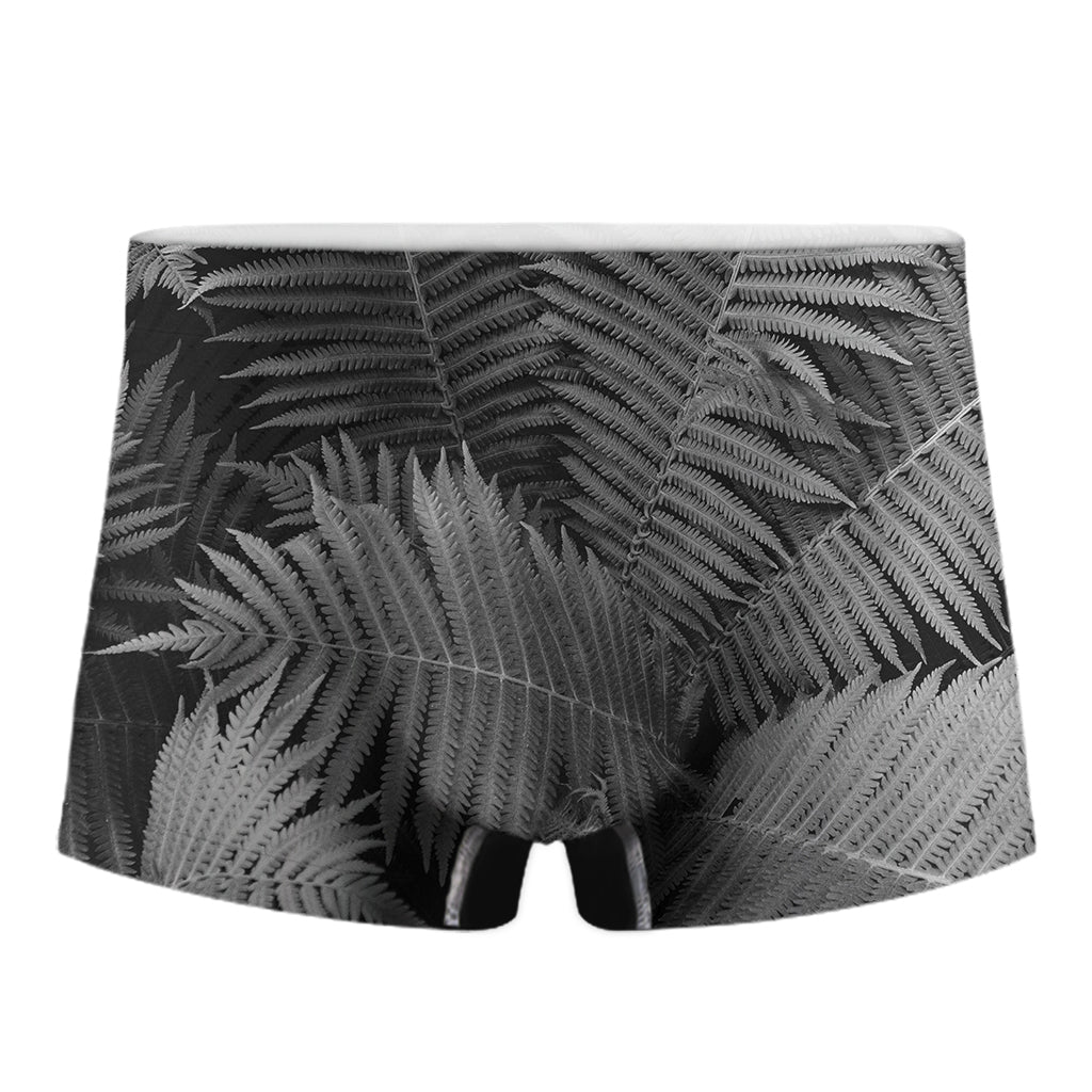 Black And White Fern Leaf Print Men's Boxer Briefs