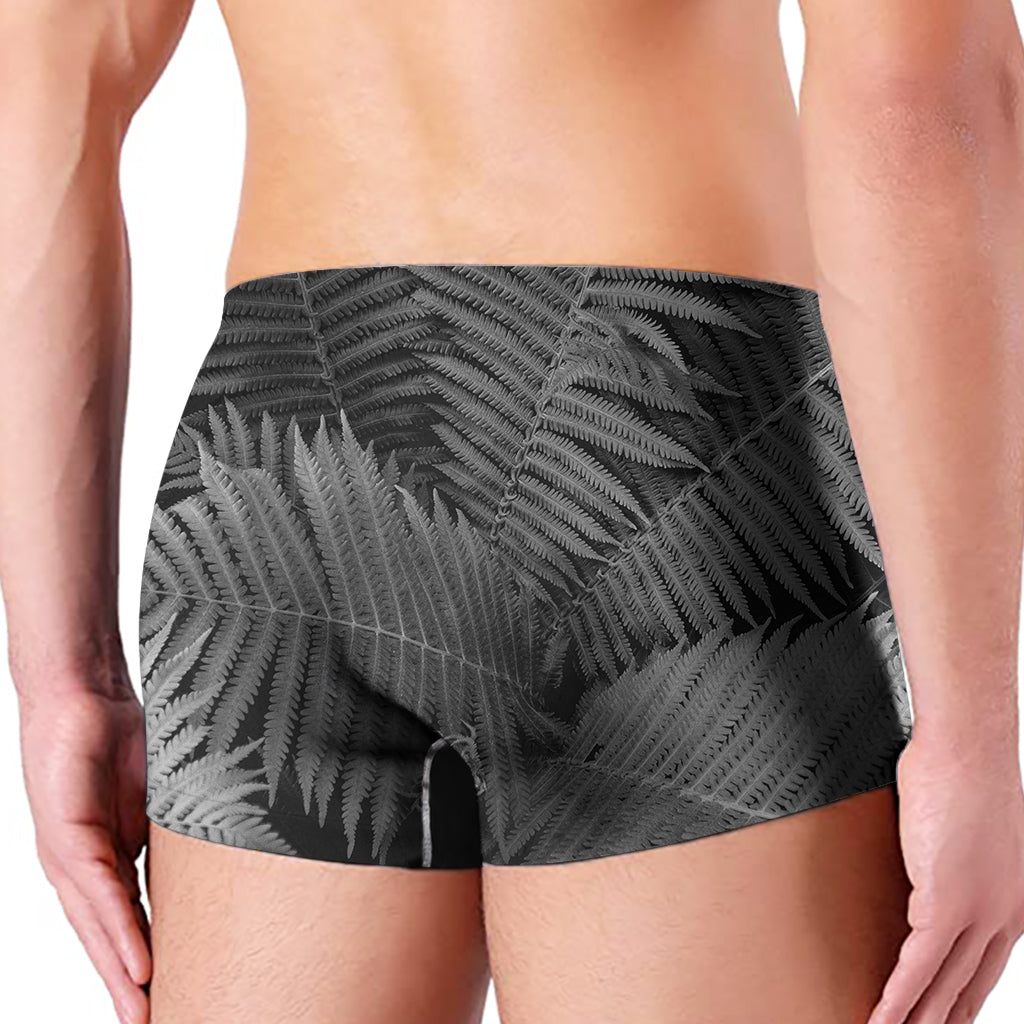 Black And White Fern Leaf Print Men's Boxer Briefs