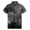 Black And White Fern Leaf Print Men's Short Sleeve Shirt