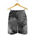Black And White Fern Leaf Print Men's Shorts