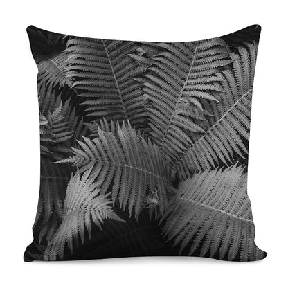 Black And White Fern Leaf Print Pillow Cover