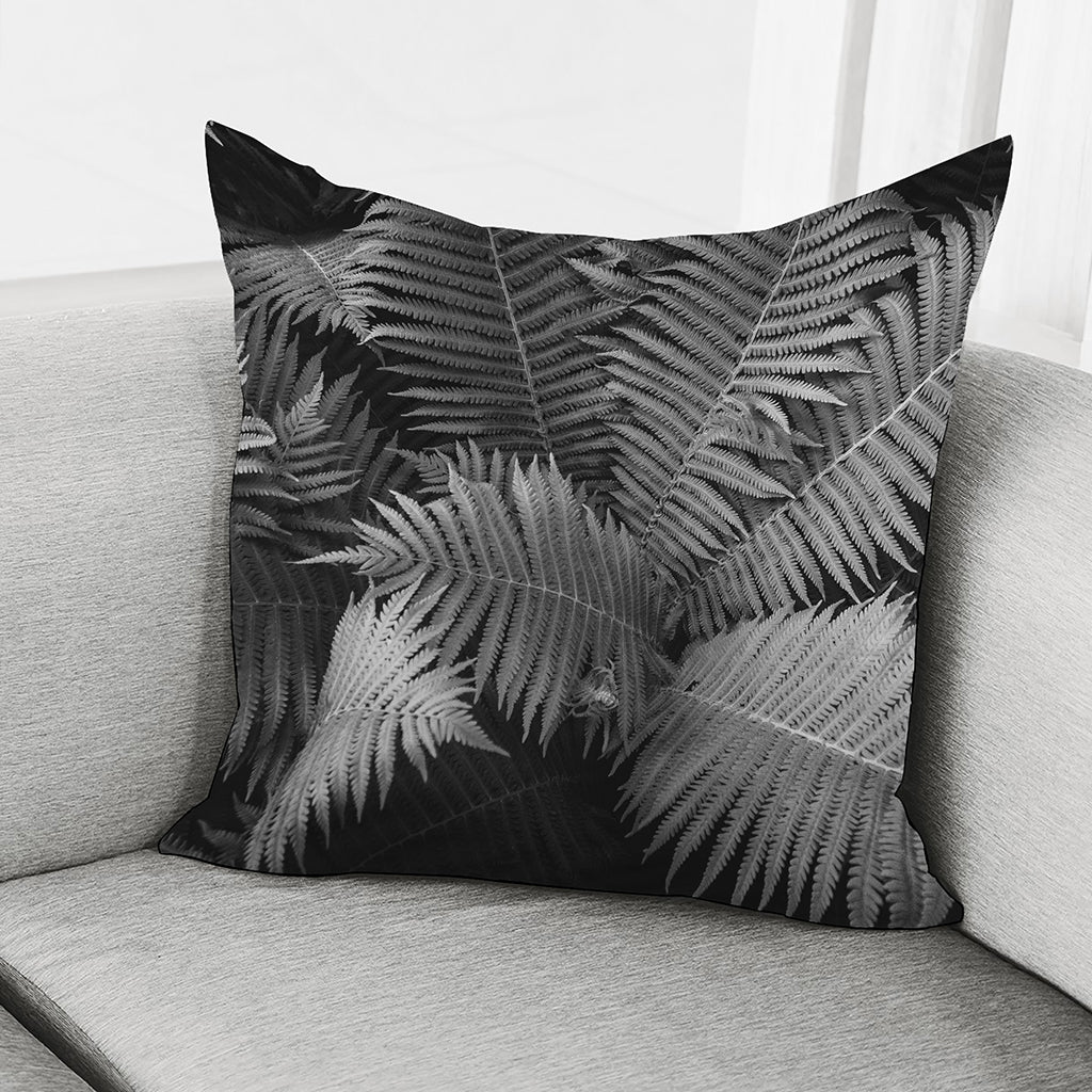 Black And White Fern Leaf Print Pillow Cover