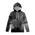 Black And White Fern Leaf Print Pullover Hoodie