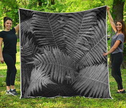 Black And White Fern Leaf Print Quilt