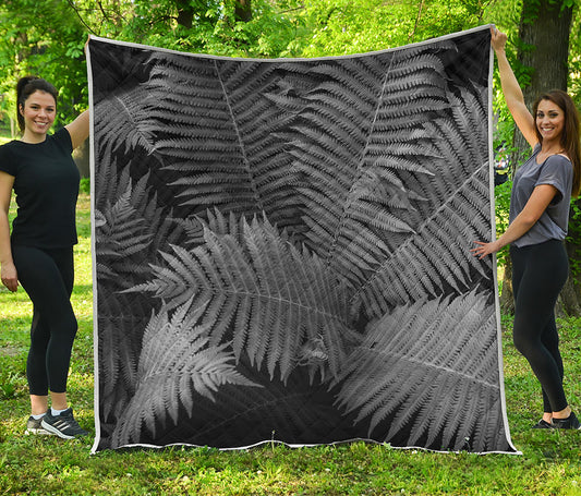 Black And White Fern Leaf Print Quilt
