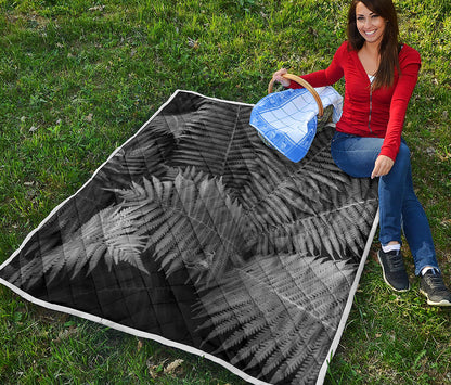 Black And White Fern Leaf Print Quilt