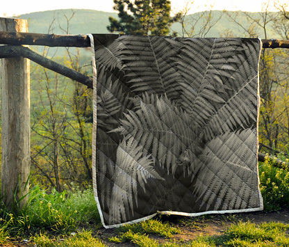 Black And White Fern Leaf Print Quilt