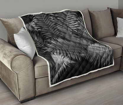 Black And White Fern Leaf Print Quilt