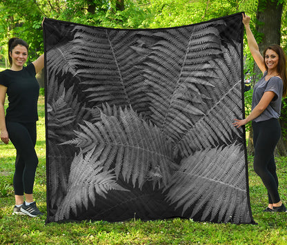 Black And White Fern Leaf Print Quilt