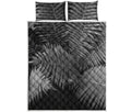 Black And White Fern Leaf Print Quilt Bed Set