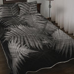 Black And White Fern Leaf Print Quilt Bed Set