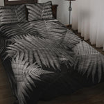 Black And White Fern Leaf Print Quilt Bed Set