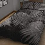 Black And White Fern Leaf Print Quilt Bed Set