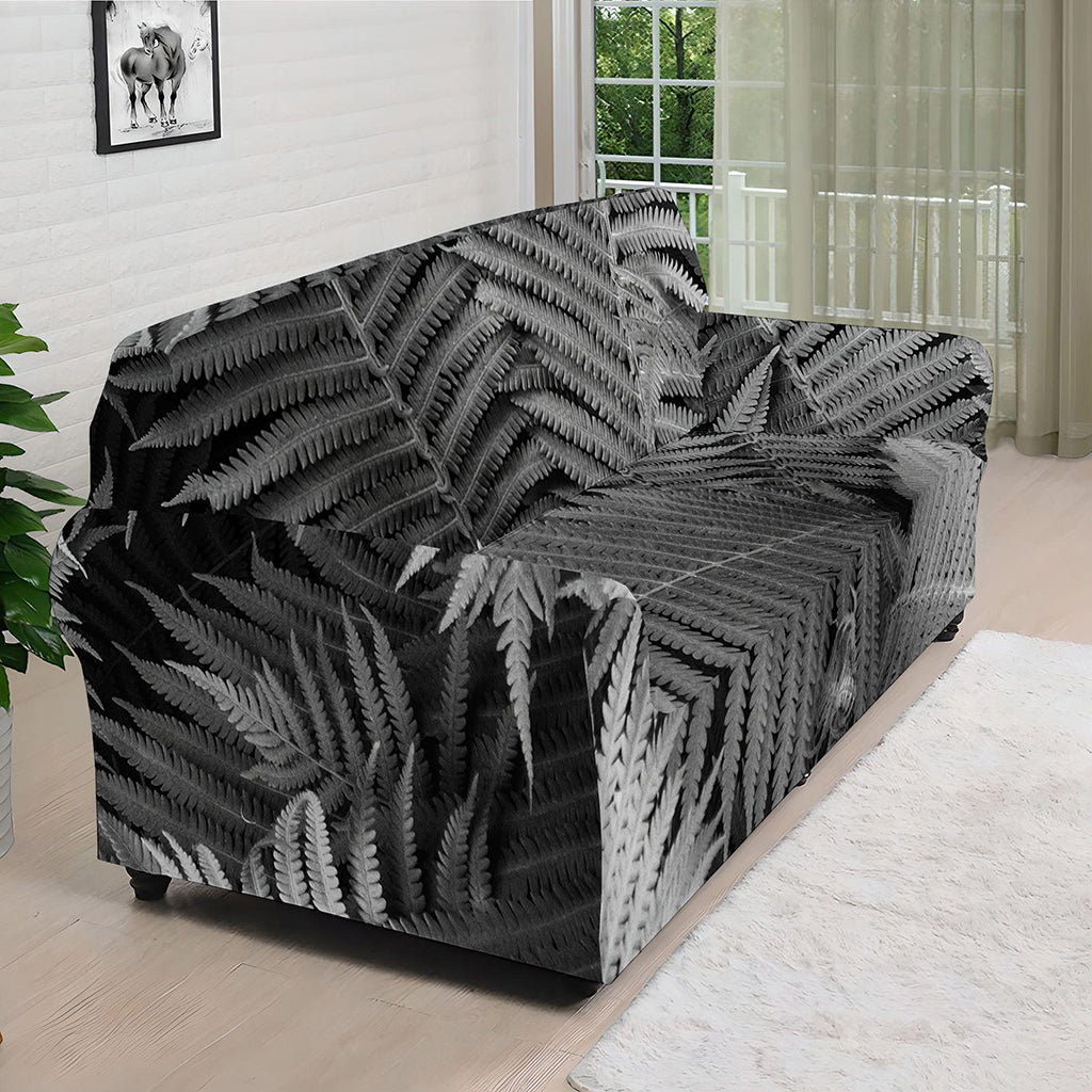 Black And White Fern Leaf Print Sofa Cover