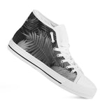 Black And White Fern Leaf Print White High Top Shoes