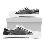 Black And White Fern Leaf Print White Low Top Shoes