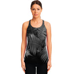Black And White Fern Leaf Print Women's Racerback Tank Top