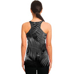 Black And White Fern Leaf Print Women's Racerback Tank Top
