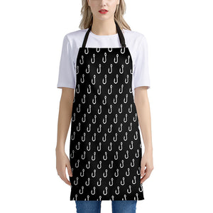 Black And White Fishing Hooks Print Apron