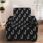 Black And White Fishing Hooks Print Armchair Slipcover