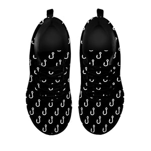 Black And White Fishing Hooks Print Black Sneakers